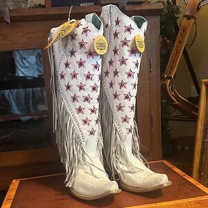 Corral White Cowboy Boots with Pink Accents